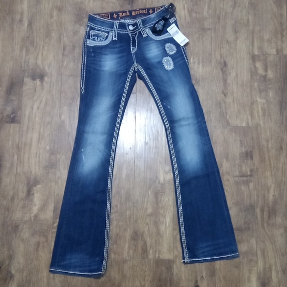 Rock Revival NWT Women's Jeans 26 Alanis Boot Cut Embellished Rhinestones - Picture 3 of 11